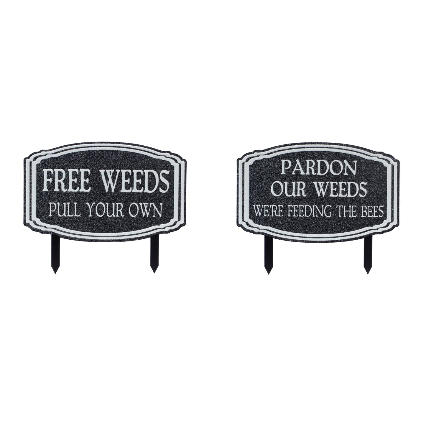 Metal Garden Weeds Stake Sign (Set of 2)