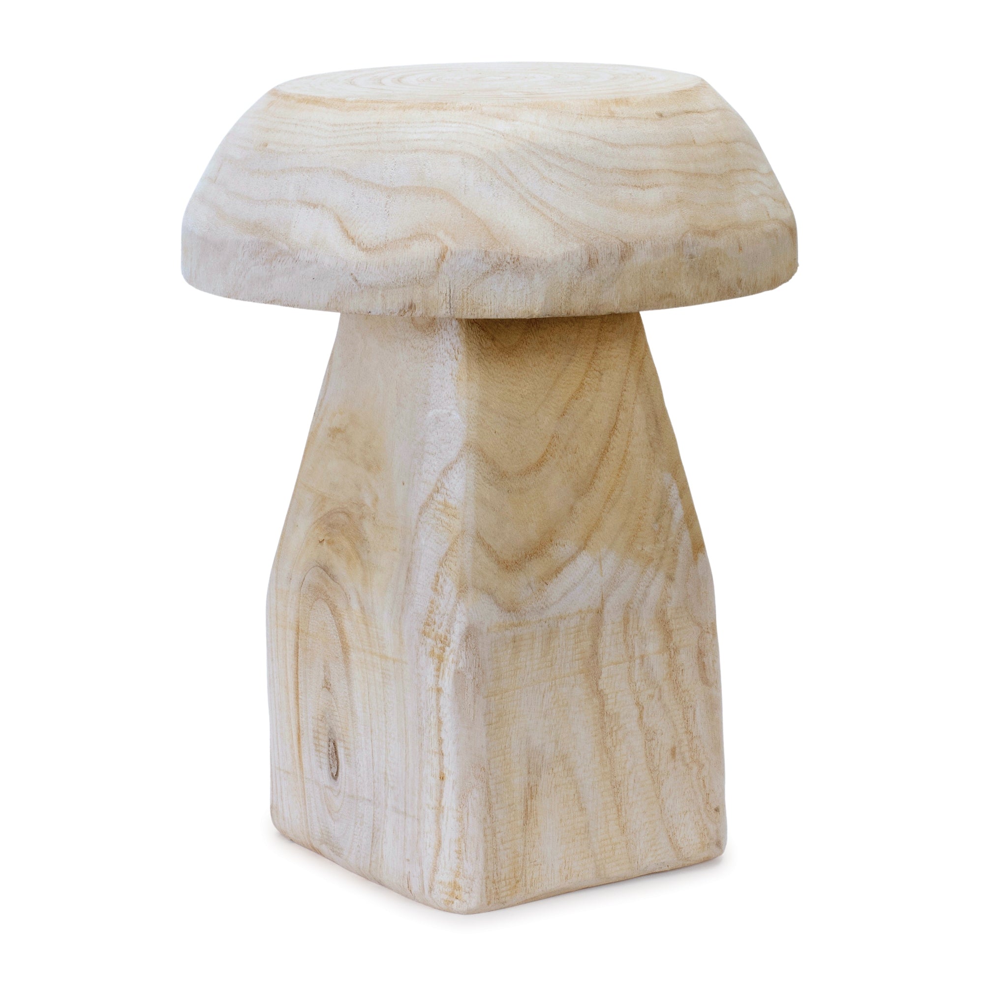 Wood Mushroom Stool 15.5