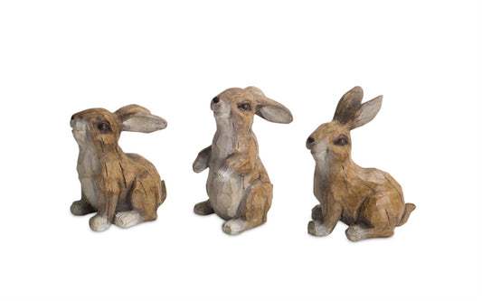 Rabbit (Set of 6) 3"H, 3.5"H Polystone