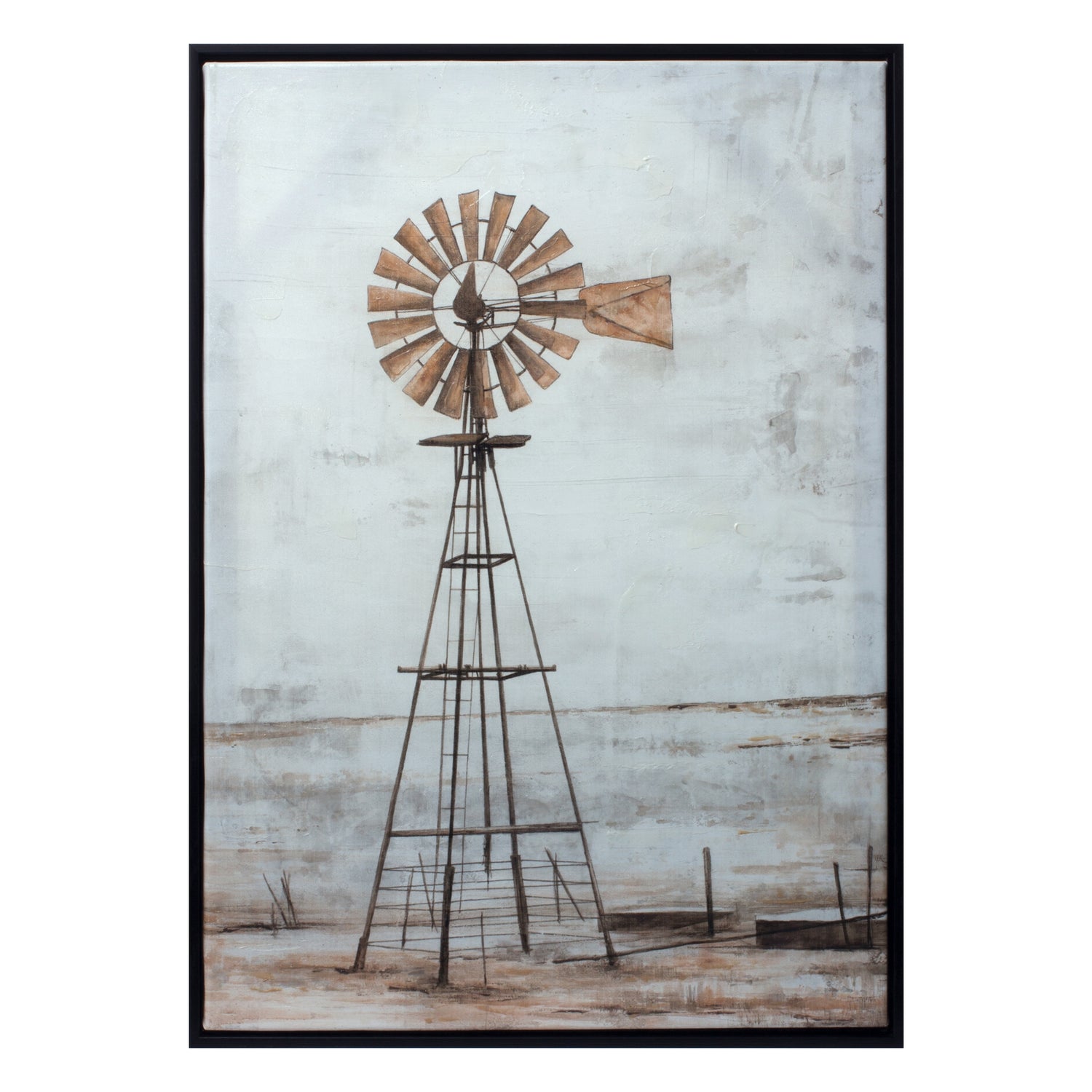 Framed Windmill Print 20.25"L x 28"H Canvas