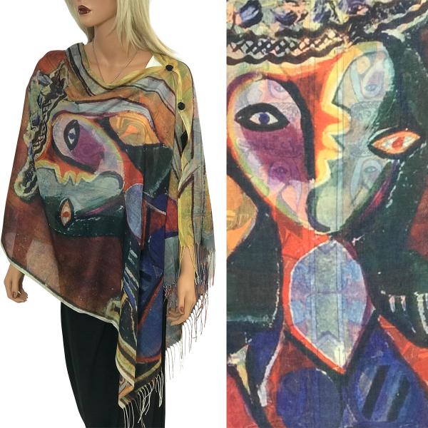 Art Design Cotton Touch Button Shawl