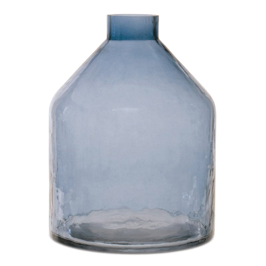 Blue Glass Bottle Vase 8"H