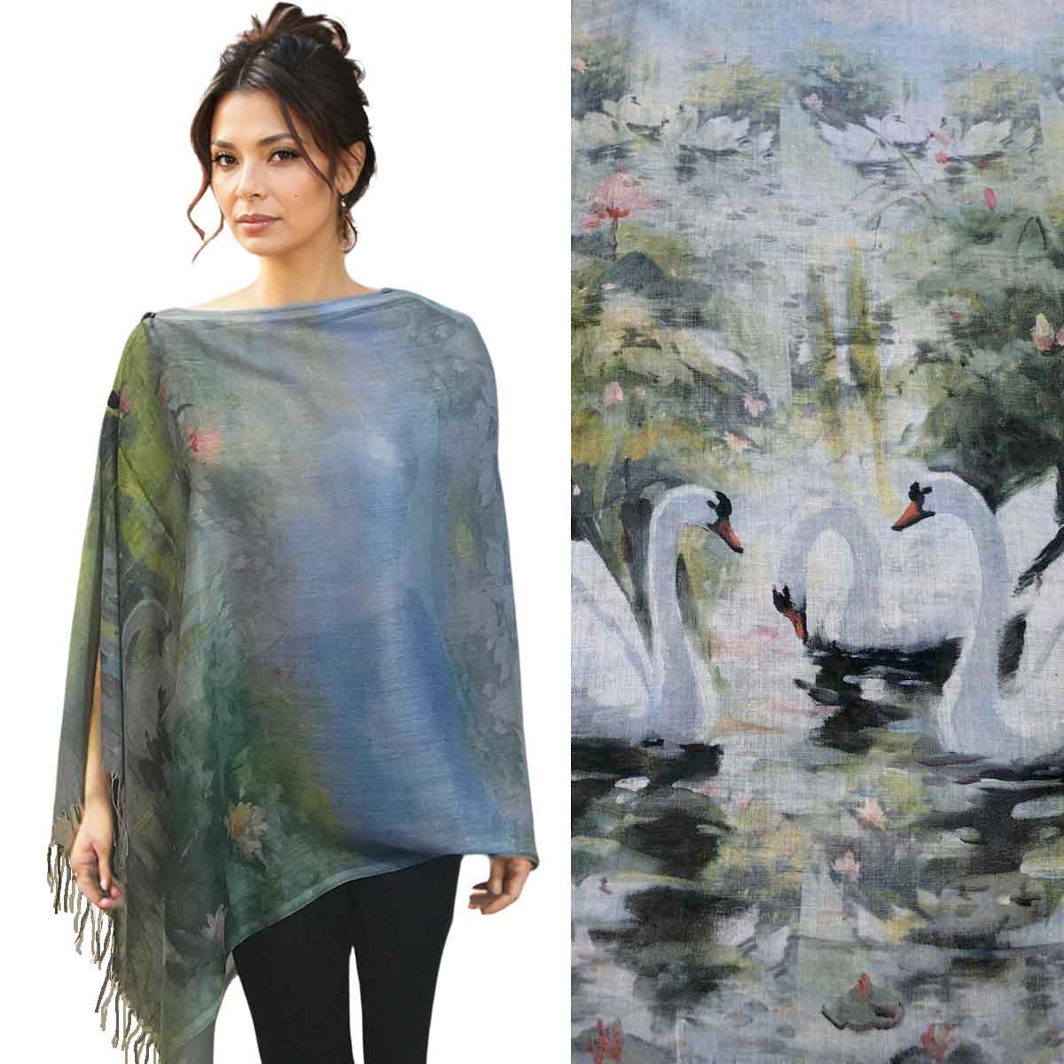 Art Design Cotton Touch Button Shawl