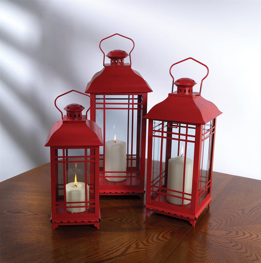 Lantern (Set of 3) 14"H, 17"H, 20"H Metal/Glass