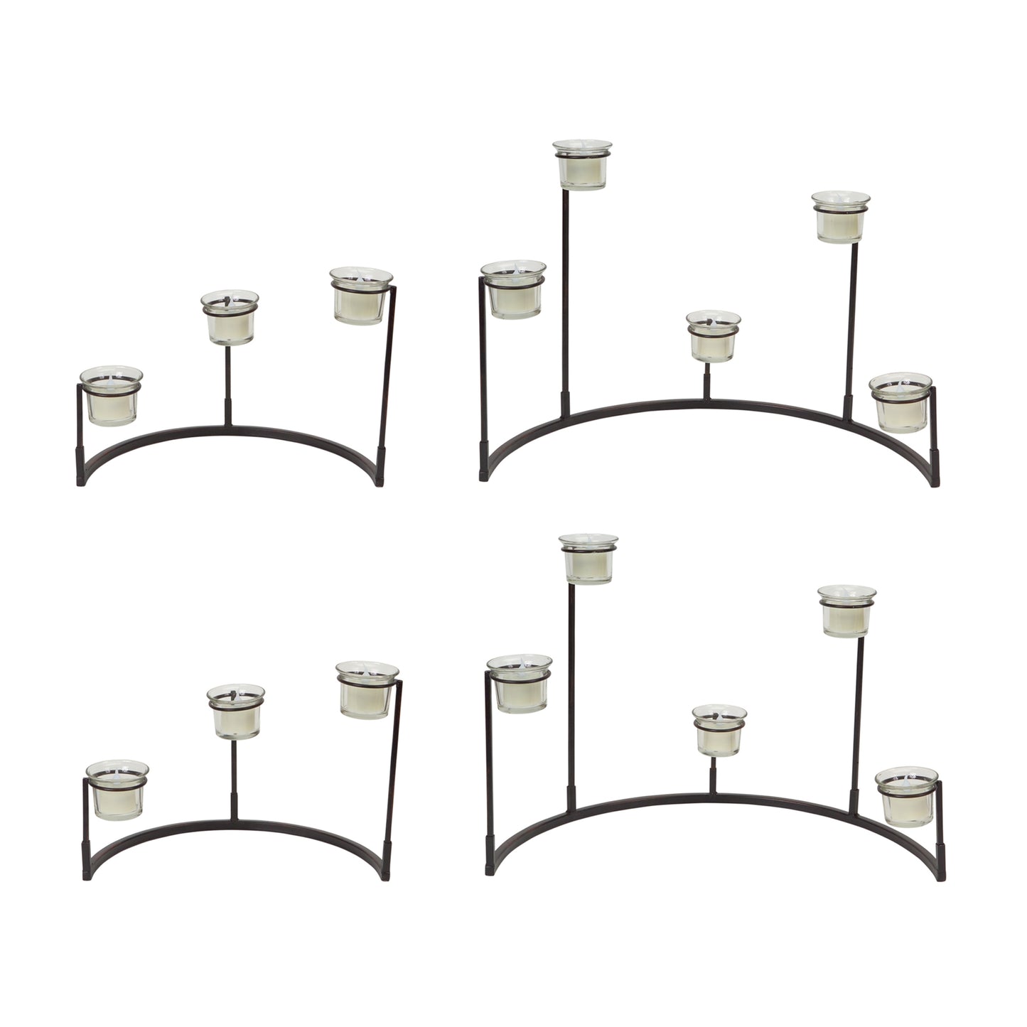 Multi-Level Votive Candle Holder Stand (Set of 4) 12"H, 8.25"H Metal/Glass
