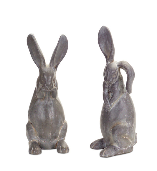 Rabbit Figurine (Set of 2) 15.25"H, 16.25"H Cement