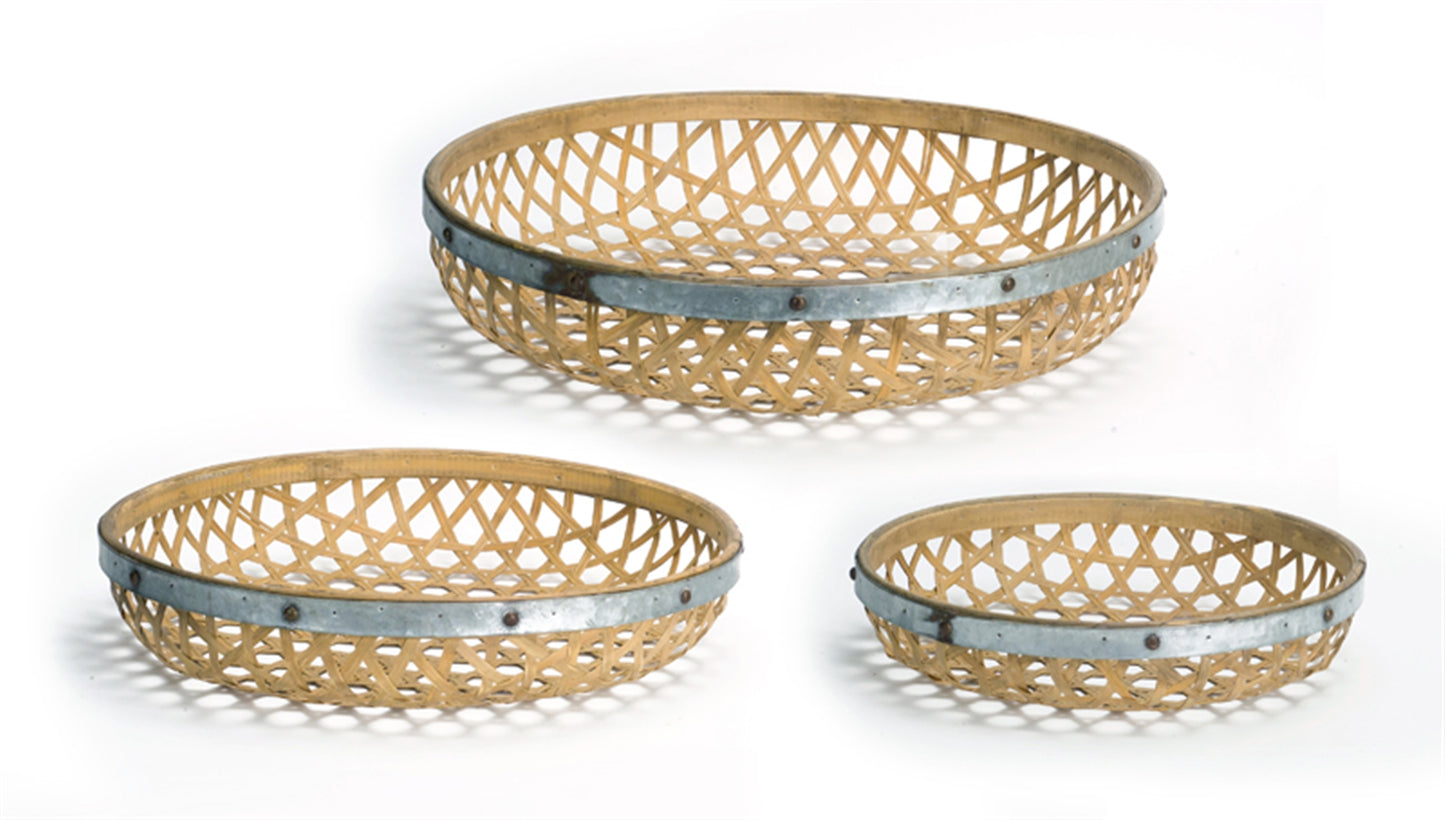 Round Woven Bamboo Tray (Set of 3)