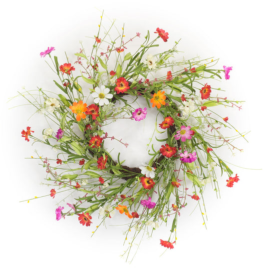 Mixed Floral Wreath 22.5"D Polyester