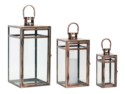 Lantern 11.75" (Set of 3) 11.75"H, 16"H, 20.5"H Metal/Glass