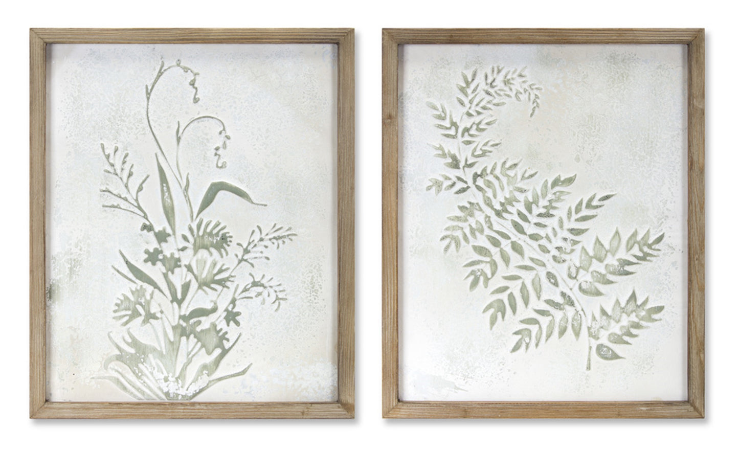 Fern/Floral Print (Set of 2) 19.5" x 23.5"H Iron/Wood