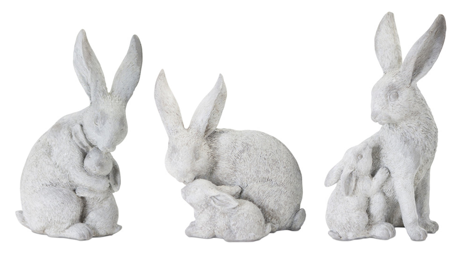 Rabbit With Bunny (Set of 6) 4.5"H, 5.5"H, 6"H Resin/Stone Powder
