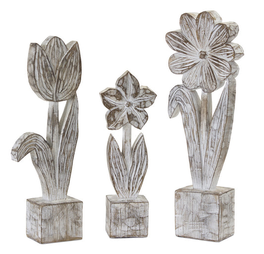 Potted Floral (Set of 3) 10.5"H, 12.75"H, 14.25"H Resin/Stone Powder