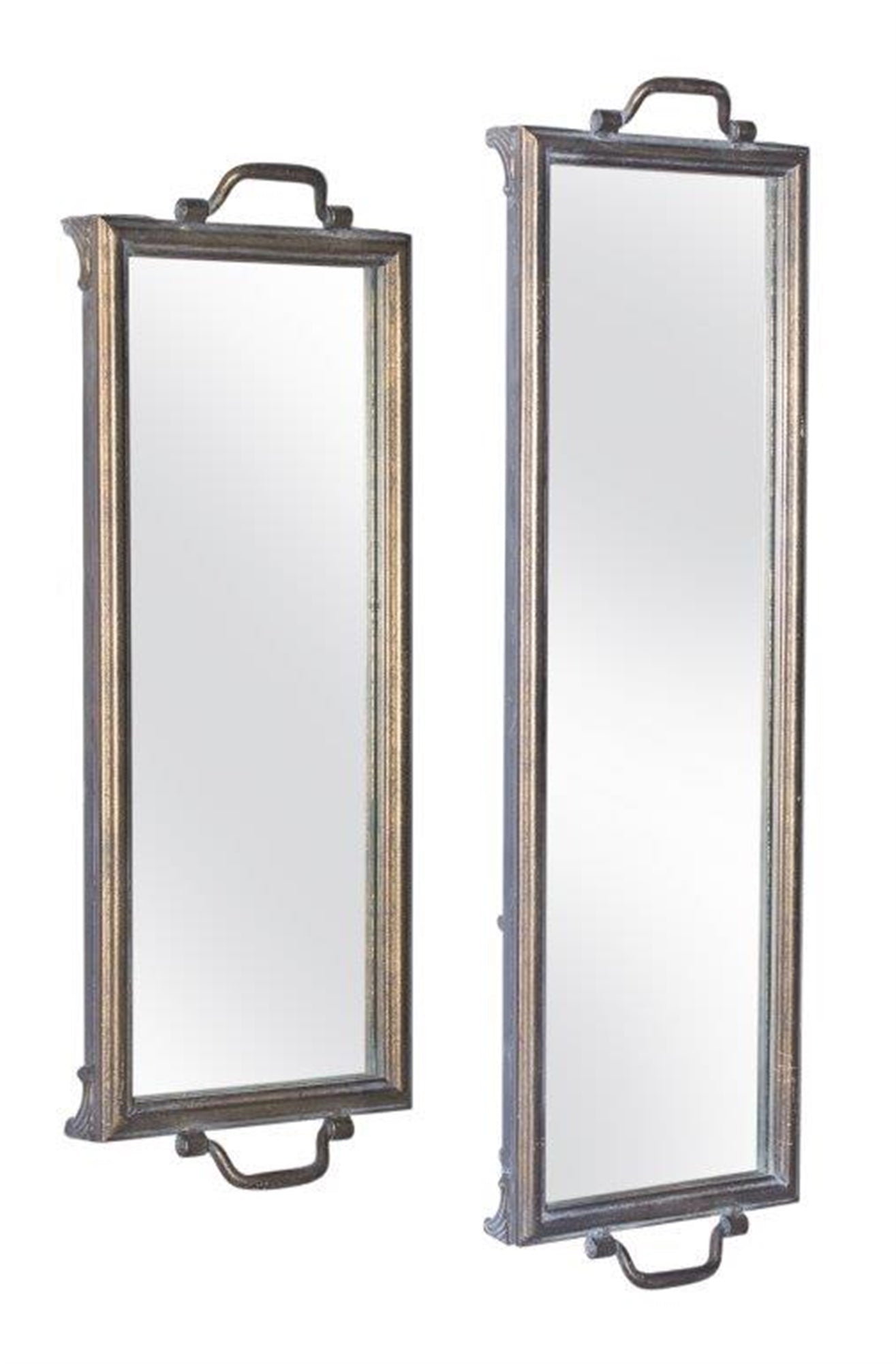 Mirror Tray (Set of 2) 22.25"L x 8"W, 28.25"L x 8.25"W Iron/Glass