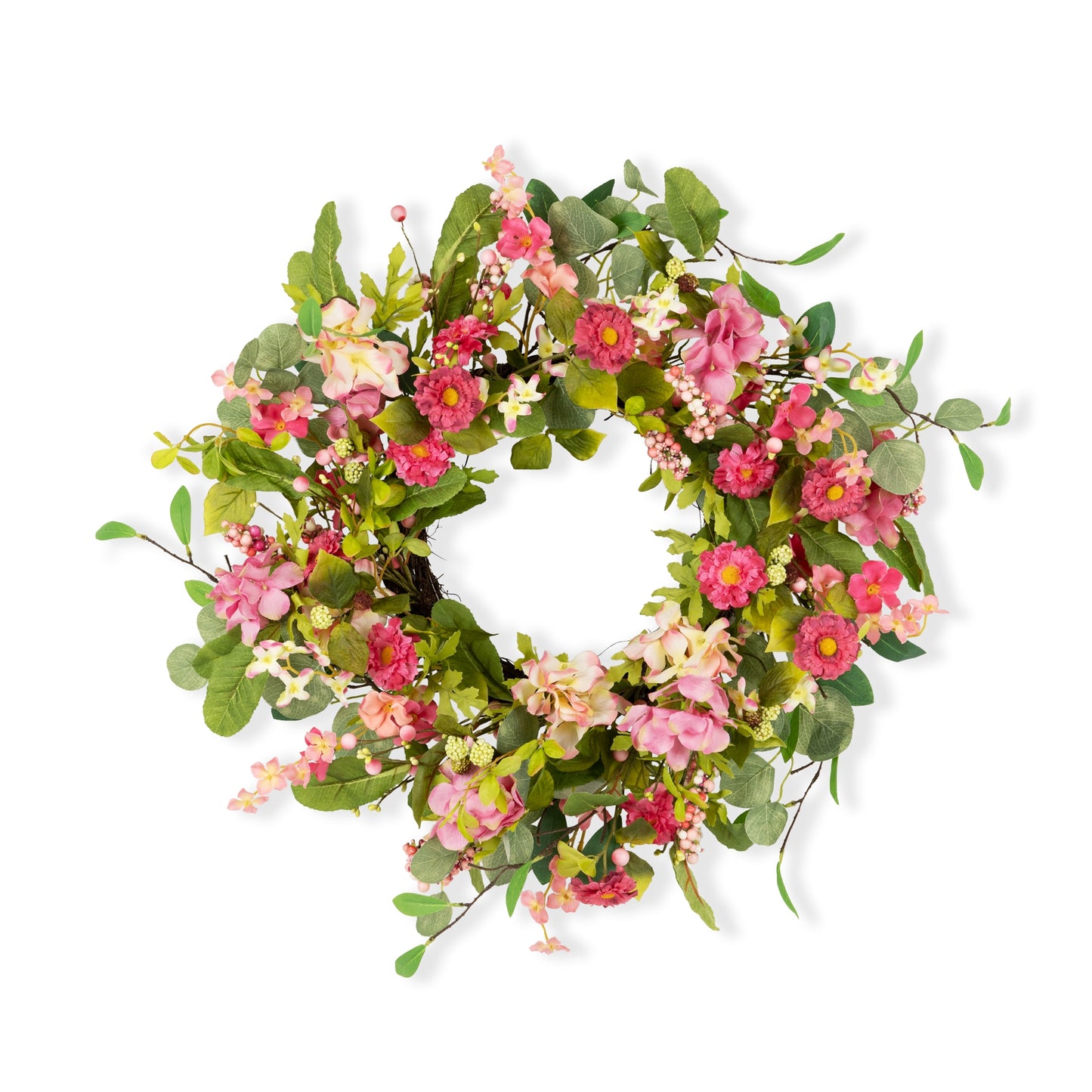 Mixed Floral Wreath 28"D Twig/Fabric