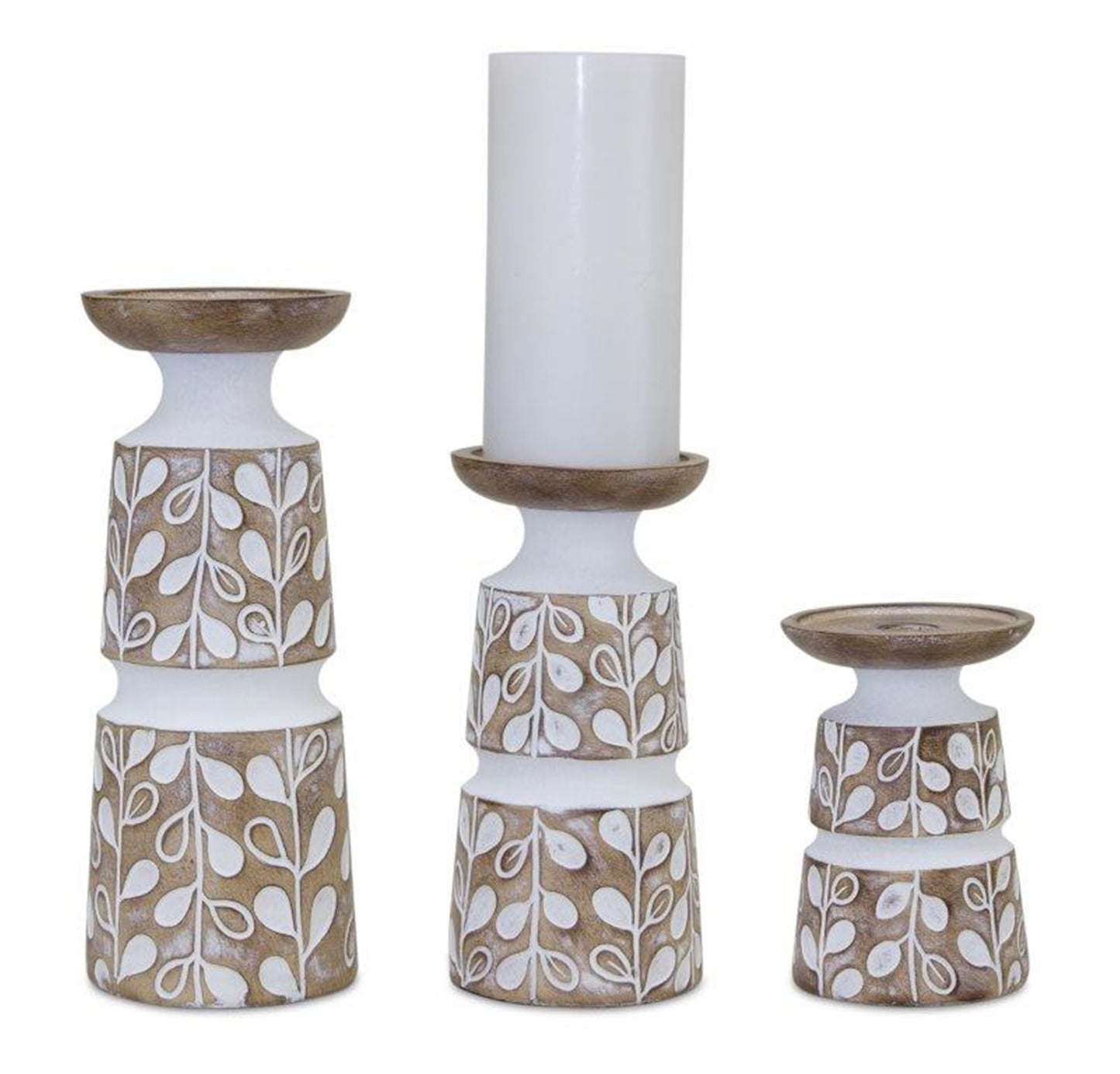 Candle Holder (Set of 3) 5.5"H, 8"H, 10.25"H Resin