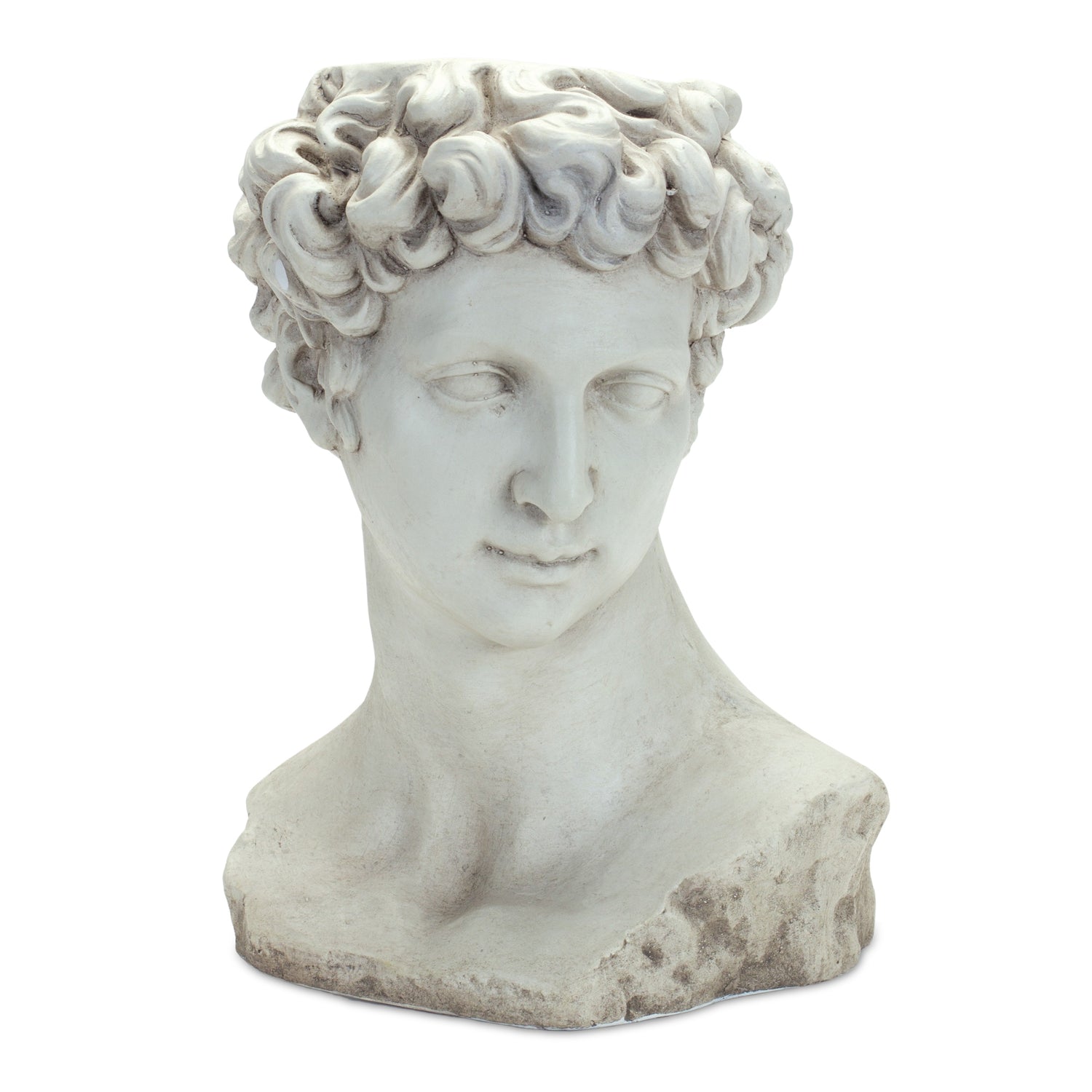 Roman Bust Container 12"L x 16.5"H Resin