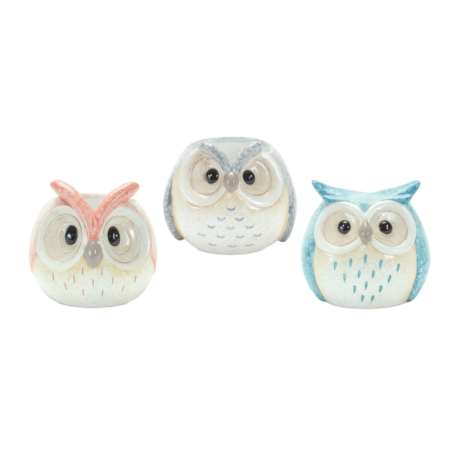 Owl (Set of 3) 3.75"H, 4"H, 4.25"H Terra Cotta