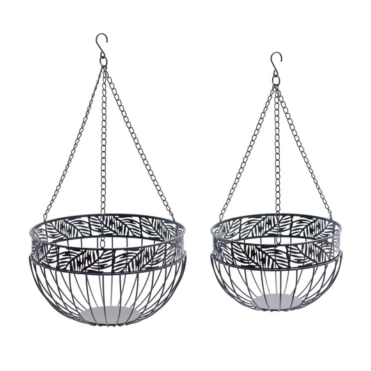 Hanging Planter (Set of 2) 10"D x 20"H, 11.75"D x 23"H Metal (Includes Chain)