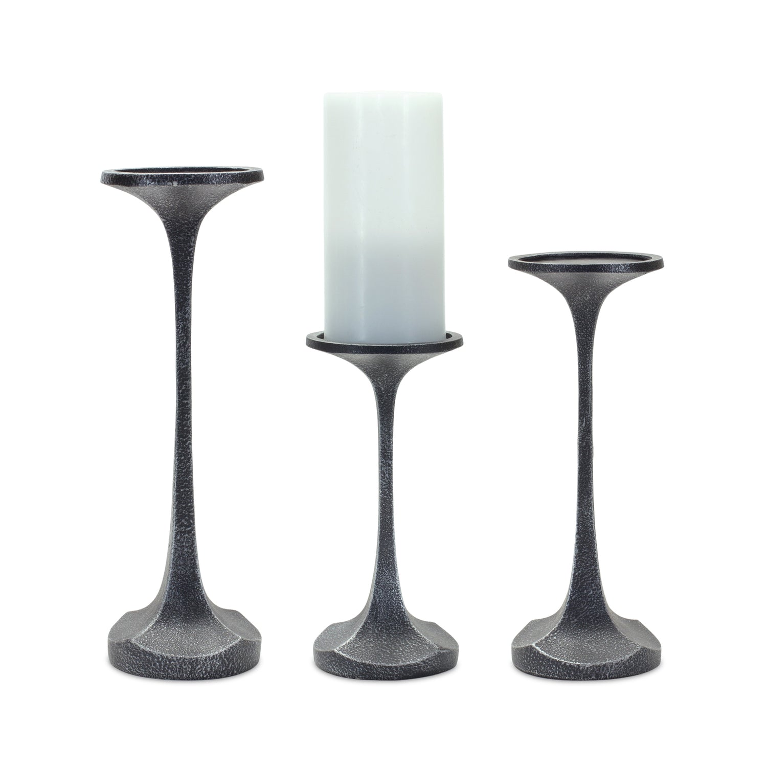 Candle Holder (Set of 3) 8.25"H, 10"H, 12.25"H Resin