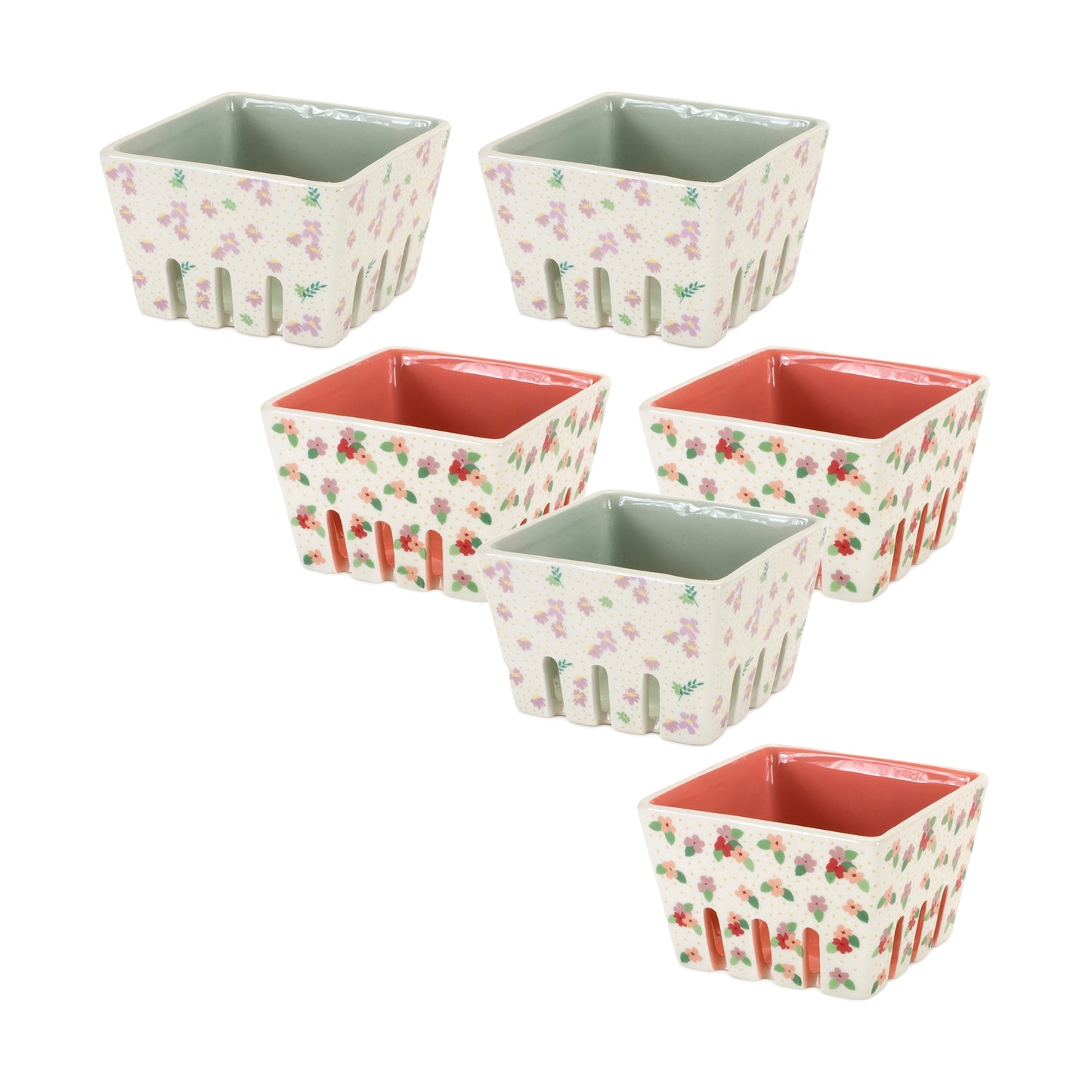 Berry Container (Set of 6) 4.25"L x 3"H Ceramic