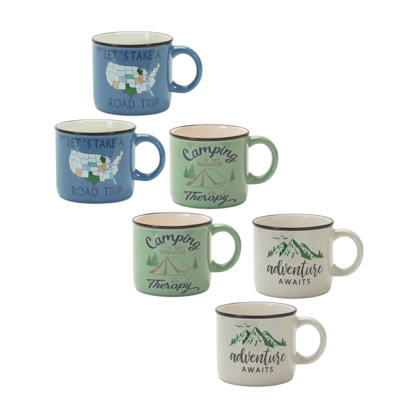 Mug (Set of 6) 6"L x 4"H Ceramic