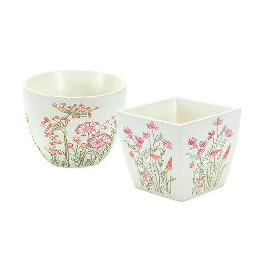 Pot (Set of 2) 4.5"L x 4"H, 5"D x 4"H Resin