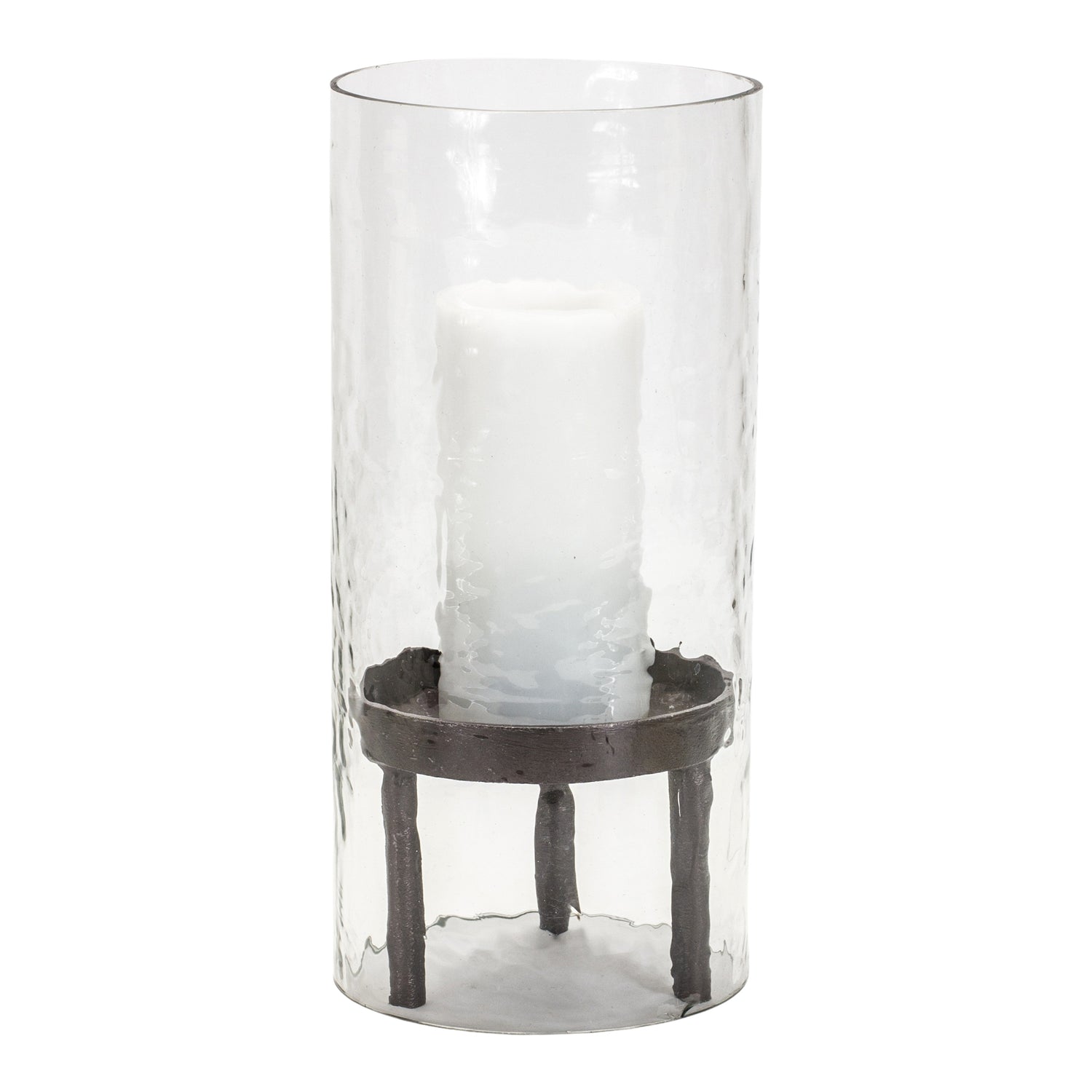 Candle Holder 5.25"D x 13"H Glass/Iron