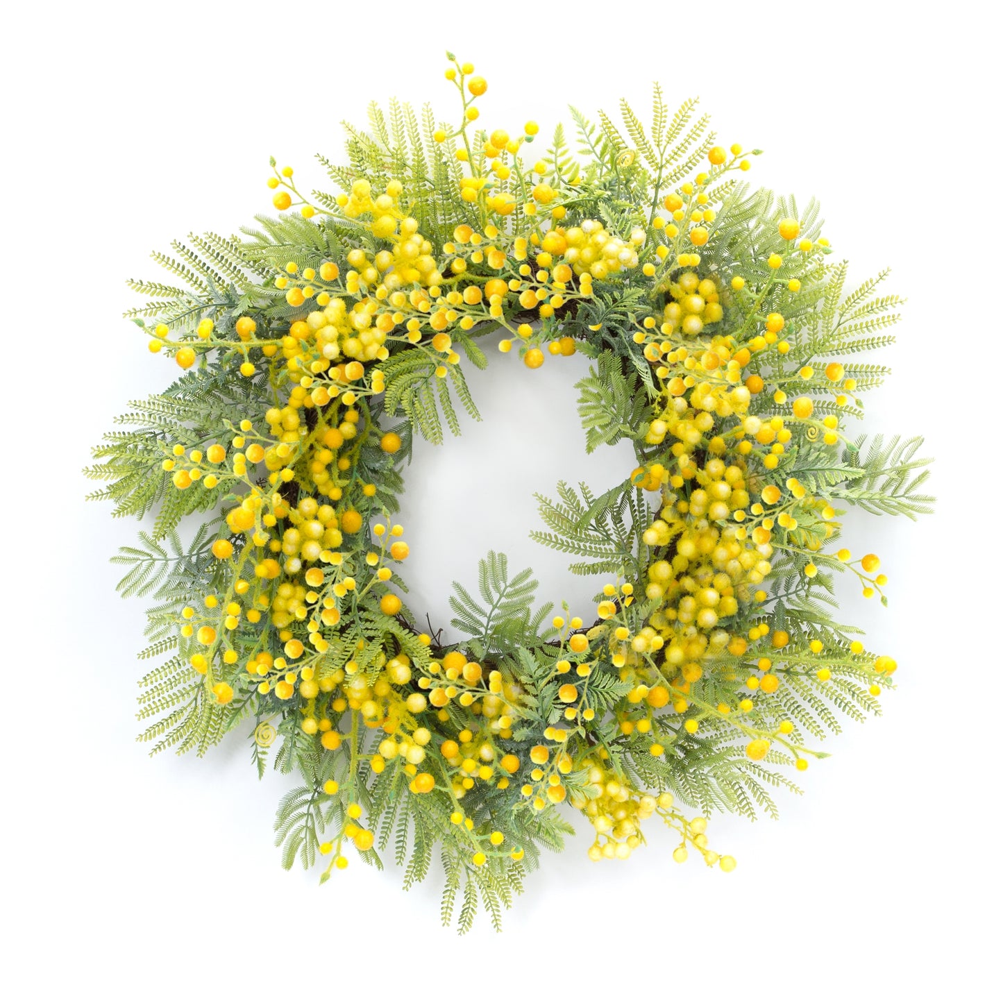 Fern and Mimosa Wreath 27"D Plastic