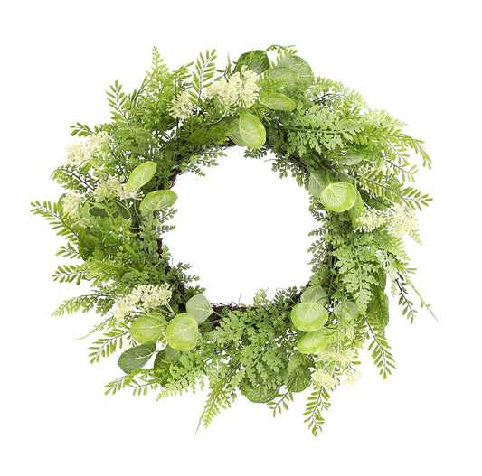 Mixed Foliage Wreath 27.5"D Polyester