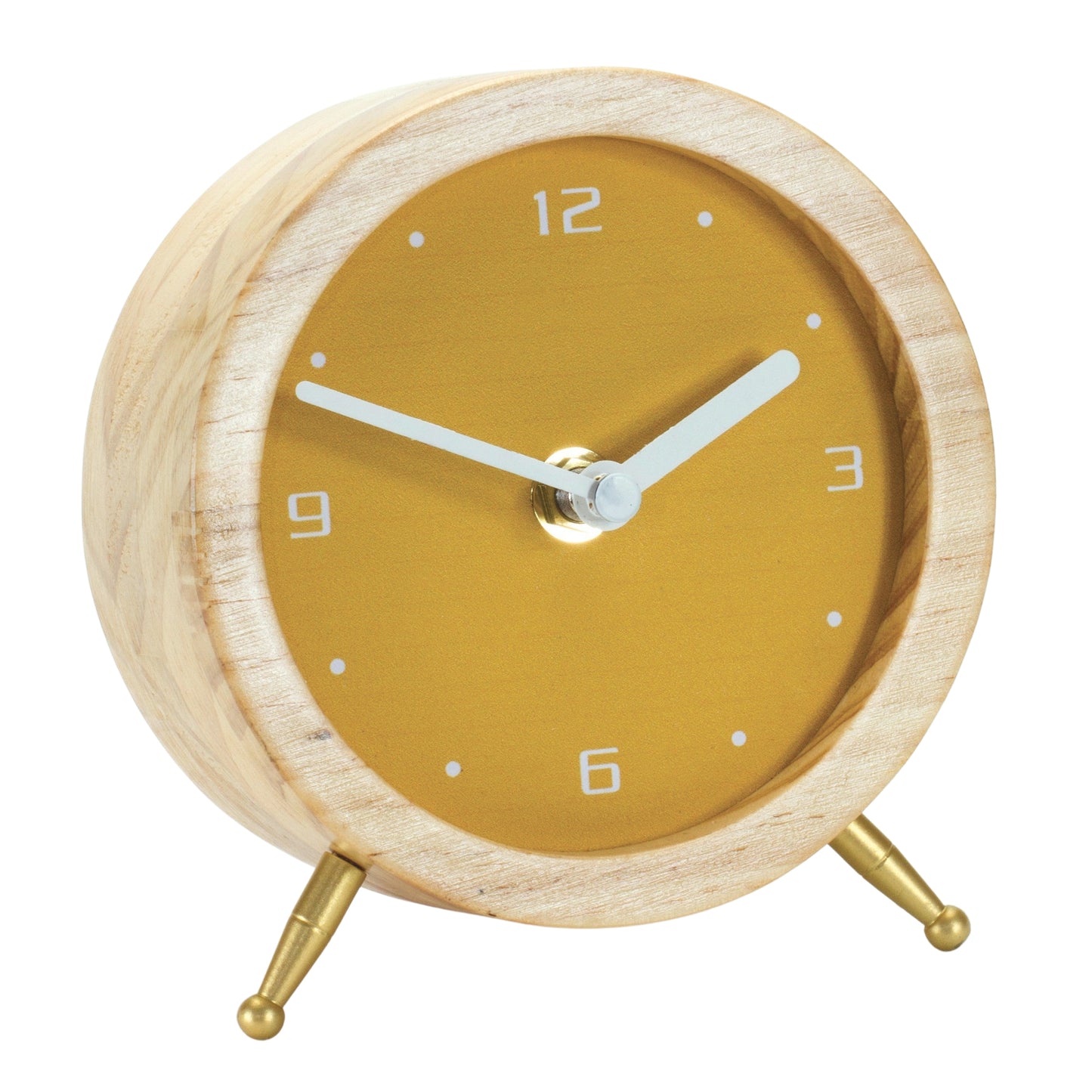 Desk Clock 3"D x 4.75"H Wood/MDF 1 AA Battery, Not Included