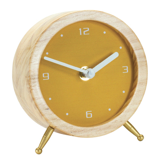 Desk Clock 3"D x 4.75"H Wood/MDF 1 AA Battery, Not Included