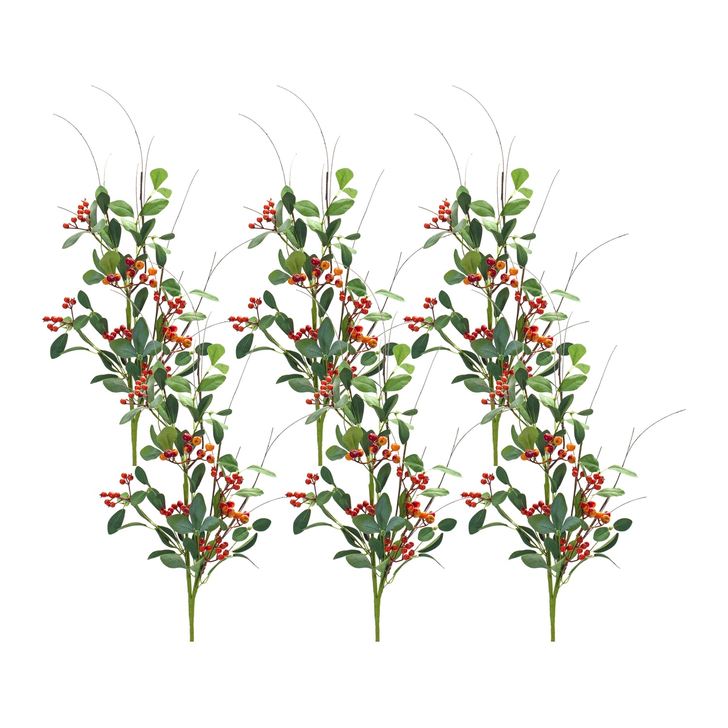 Foliage and Berry Spray (Set of 6) 34"H Polyester