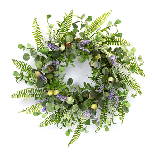 Foliage and Pod Wreath 19.5"D Polyester