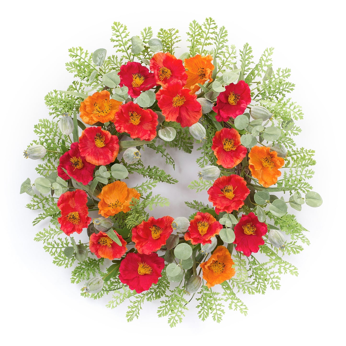 Poppy Wreath 18.5"D Polyester