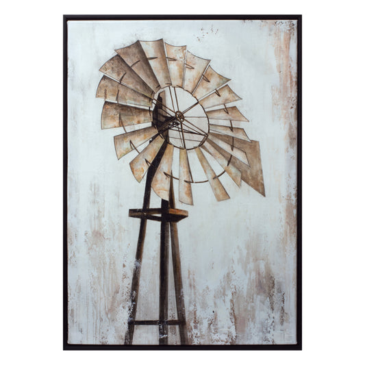 Framed Windmill Print 20.25"L x 28"H Canvas