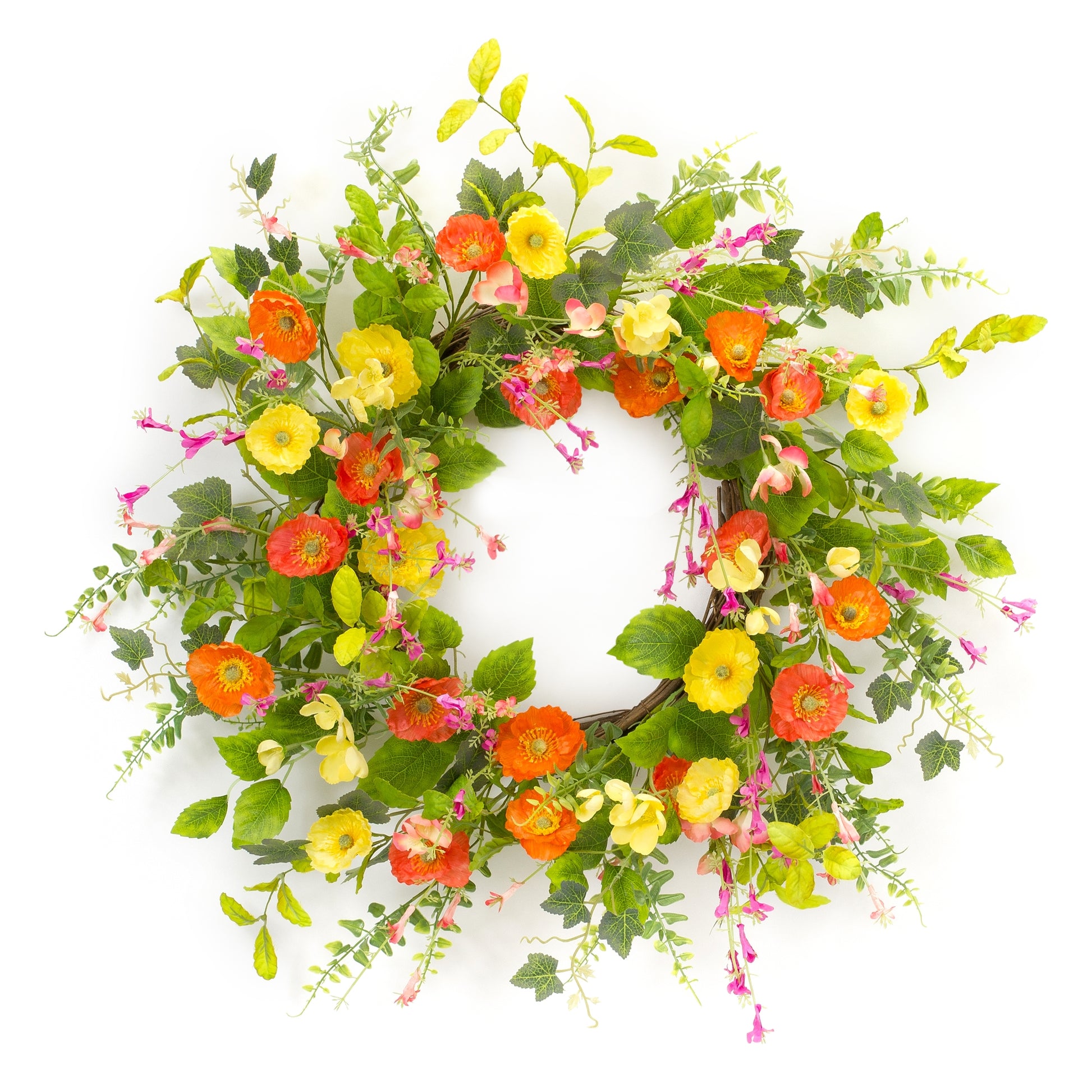 Poppy Wreath 24"D Polyester