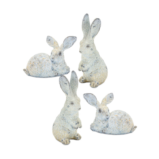 Rabbit (Set of 4) 4.5"L x 3"H, 2.75"L x 6"H Resin