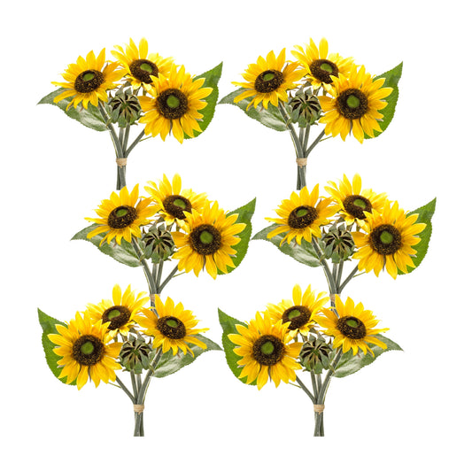 Sunflower Bouquet (Set of 6) 11.5"H Polyester