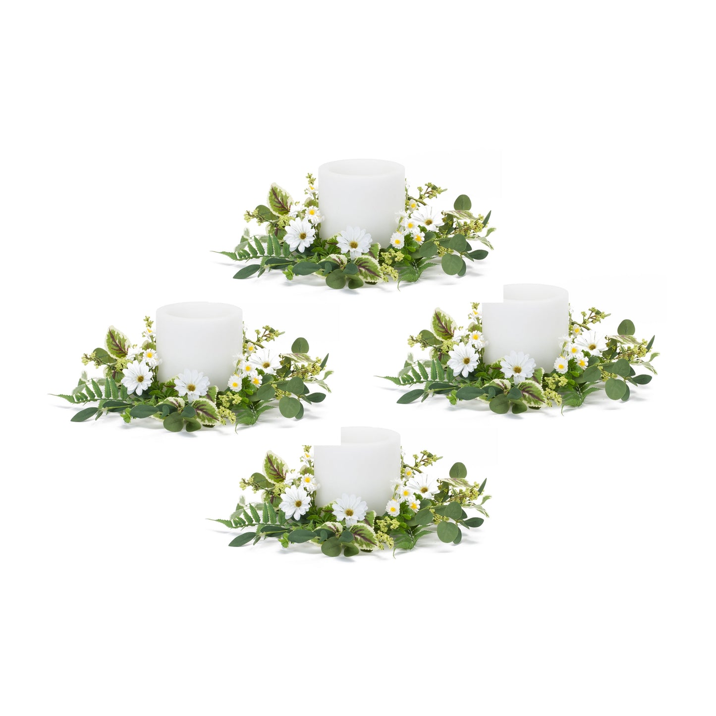 Mixed Floral Wreath (Set of 4) 17"D Polyester/Plastic