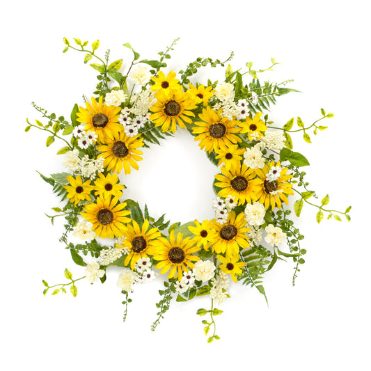 Mixed Sunflower Wreath 24"D Polyester/Plastic