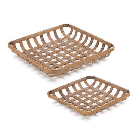 Tray (Set of 2) 13.5"L x 2.25"H, 17"L x 3.25"H Bamboo