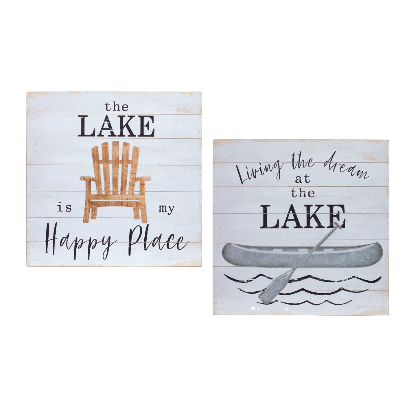 Lake Sign (Set of 2) 15.75"SQ MDF/Wood