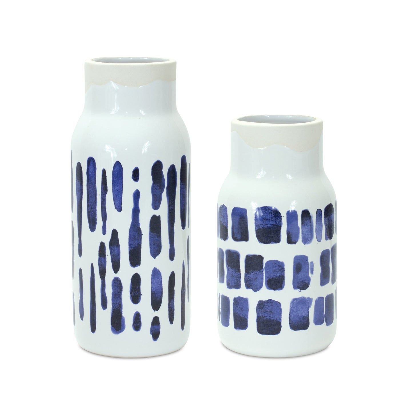 Vase (Set of 2) 4.25"D x 8"H, 4.25"D x 10"H Ceramic