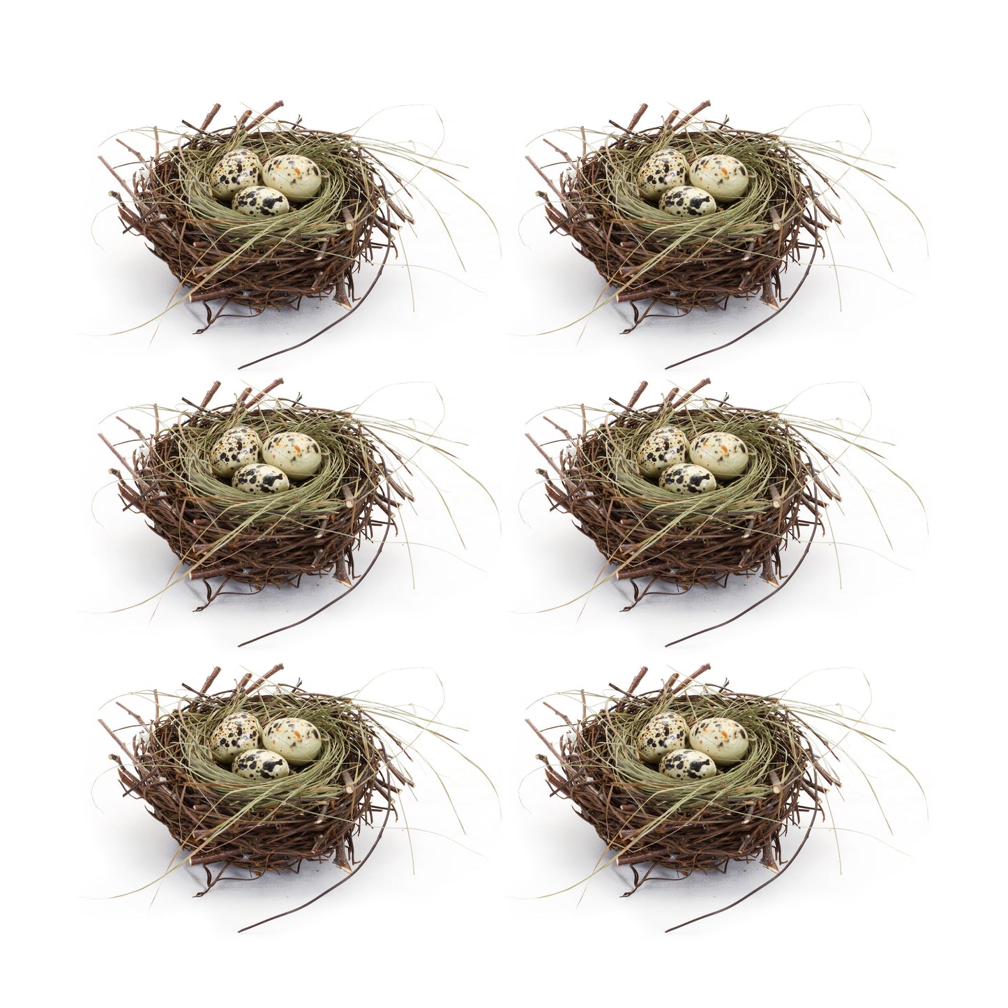 Nest with Eggs (Set of 6) 6"D x 2.5"H Natural/Foam