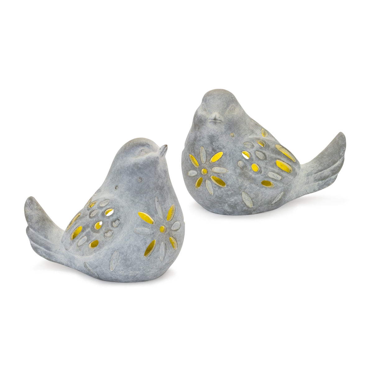 Bird w/Led (Set of 2) 5.5"H, 6.25"H Resin 2 AAA Batteries, Not Included